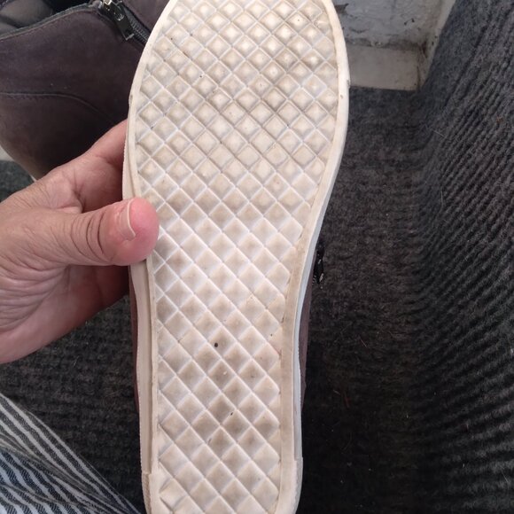 LIGHT BROWN HIGH-TOP SHOE ANKLE BOOT FAUX LEATHER ZIPPERS SIZE 7.5 - Picture 7 of 8